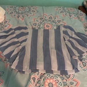 Blue and White Striped Top